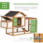 PawHut Gallinero de Madera para Exterior 181x79,5x117,5 cm Jaula para 2-4 Gallinas con Techo Resistente al Agua Corral de Metal 2 Perchas Nido Bandeja Extraíble y Rampa Natural., , large image number null