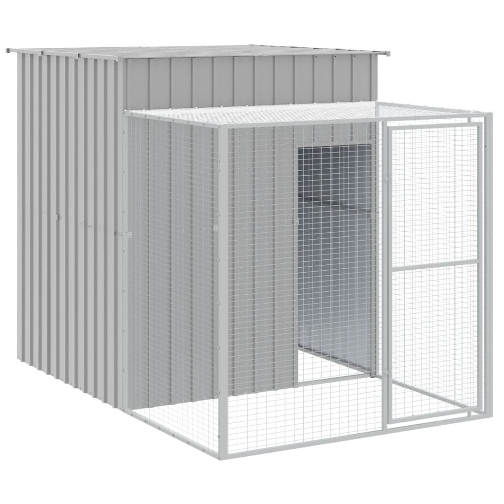 vidaXL Gallinero Gris claro con corral acero galvanizado para roedores