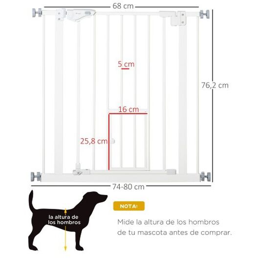 PawHut barrera de seguridad color blanco para mascotas, , large image number null