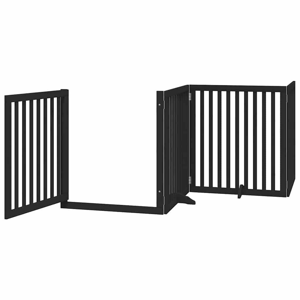 vidaXL Puerta para perros plegable 6 paneles madera &aacute;lamo negra 480 cm, , large Imagen numero 5