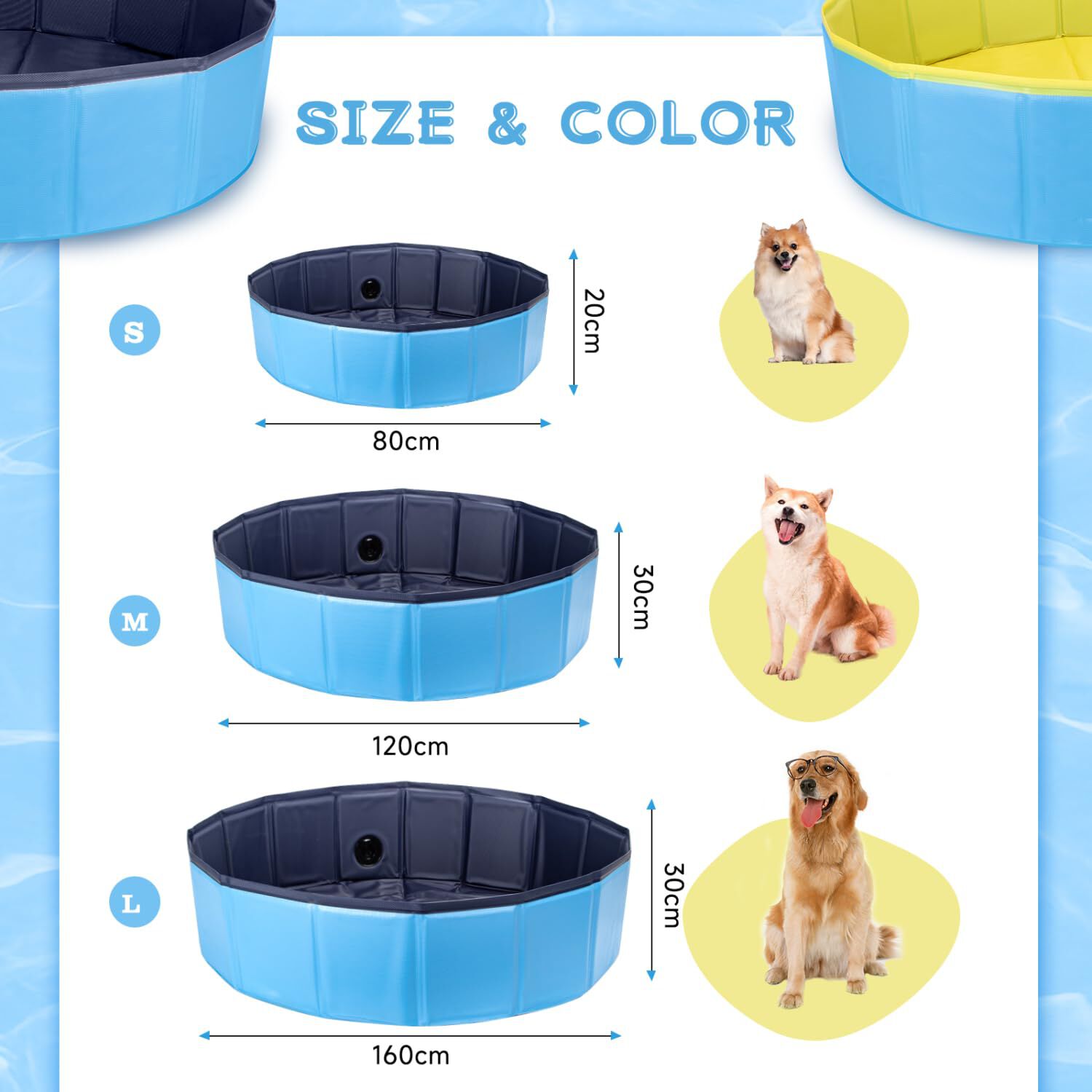 Nobleza Piscina Plegable para Perros 80x20 cm &ndash; Ba&ntilde;era Antideslizante con Paneles de PP R&iacute;gido &ndash; Ideal para Mascotas Peque&ntilde;as &ndash; Azul, , large Imagen numero 2
