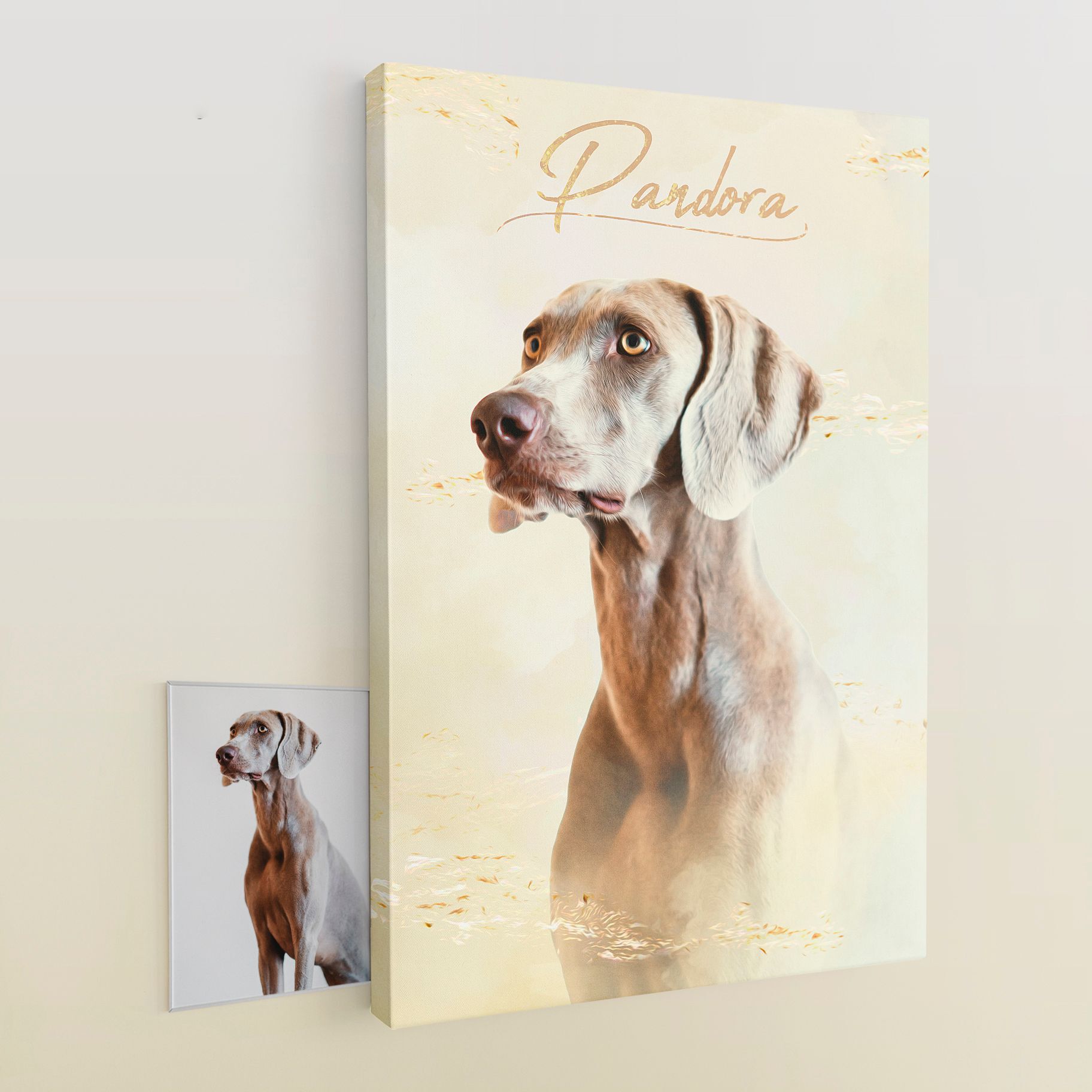 Pet Story Retrato Personalizado de Mascota Lienzo Cloud Gold thumbnail