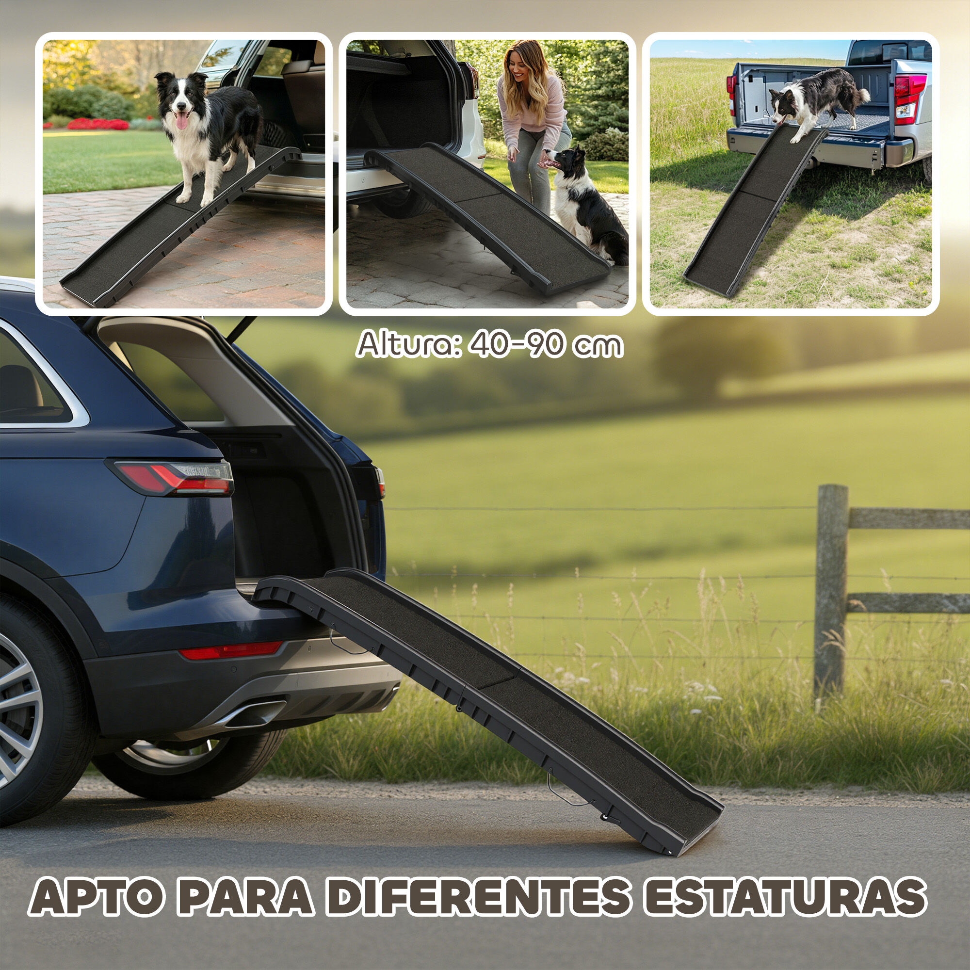 PawHut Rampa para Perro Negro, , large Imagen numero 5