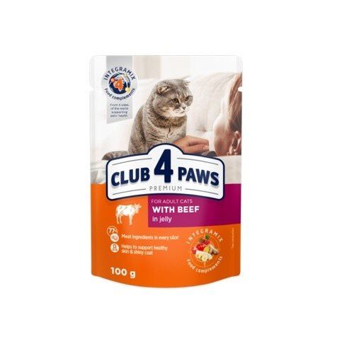 Club4paws premium h&uacute;medo sabor vaca pienso para gatos, , large Imagen numero 1