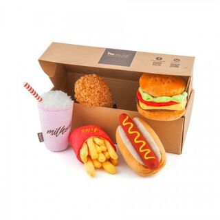 P.L.A.Y. Pet Lifestyle kit 5 peluches comida clásica americana para perros, P.L.A.Y. Pet Lifestyle kit 5 peluches comida clásica americana para perros