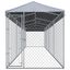vidaXL Perrera con toldo protector Plateado para mascotas, , large indicador imagen numero 3