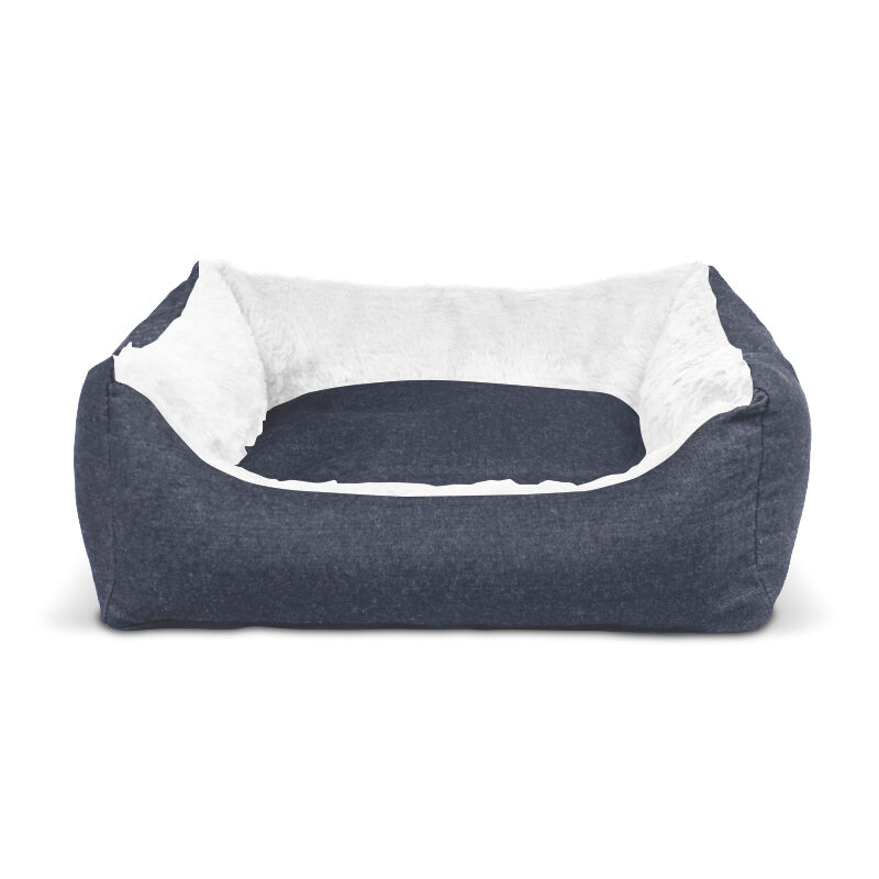Gauty Cama Rectangular para Perros y Gatos  Denim y pelo - Azul y blanco, , large Imagen numero 1