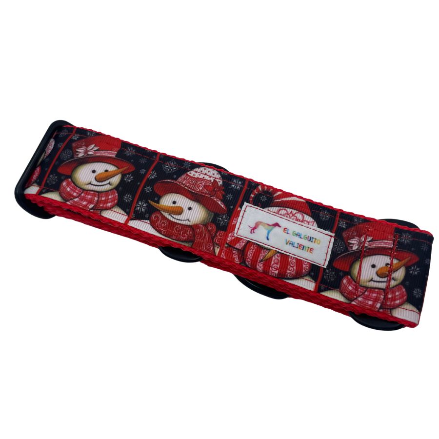 EGV - Collar Martingale Navidad 4 cm ancho, Collar galgo hecho a mano en Espa&ntilde;a (Mu&ntilde;eco de nieve), , large Imagen numero 3