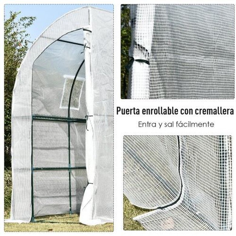 Invernadero Outsunny con estantes para pared color Blanco, , large image number null