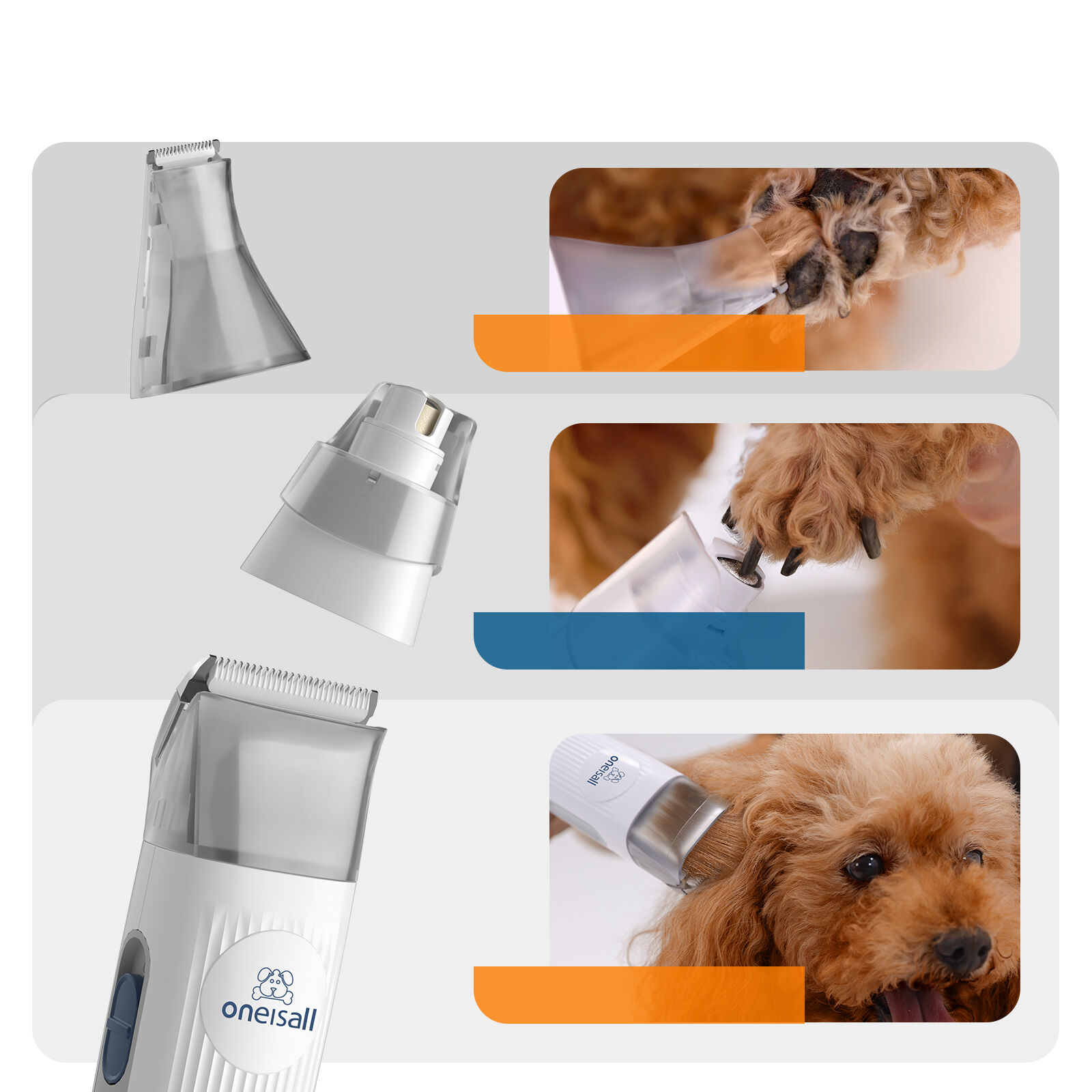 Kit de aseo canino 7 en 1 Oneisall S1 - Set de aseo canino - Peluquero para mascotas - Aspirador y recortador - Gatos y perros - Recipiente recolector de 1,5 l - Aspirador para pelo de mascotas, , large Imagen numero 4