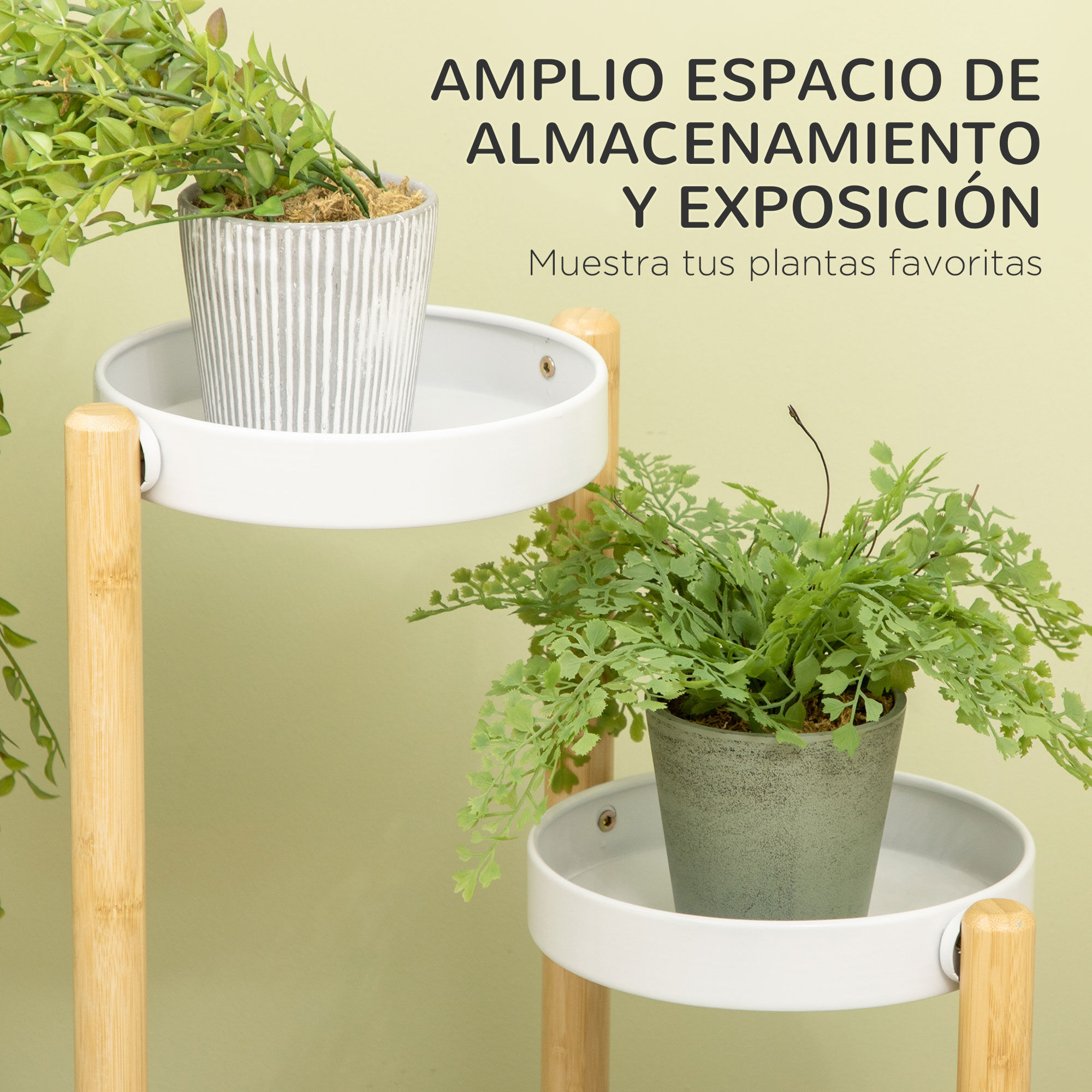 Outsunny Soporte Para Plantas Natural Y Blanco thumbnail