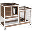 PawHut Conejera de Madera para Interior con Ruedas Jaula para Conejos Mascotas Pequeñas de 2 Pisos con Zona Abierta Rampa y 2 Bandejas Extraíbles 110x50x86 cm Marrón, , large indicador imagen numero 1