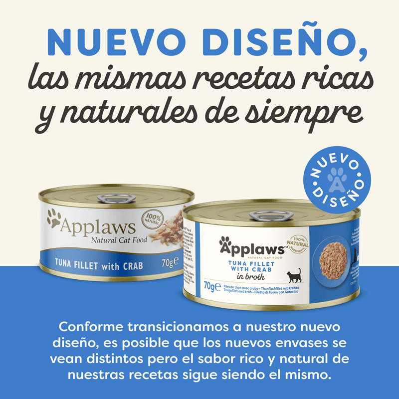 70 g Applaws At&uacute;n y Cangrejo lata para gatos, , large Imagen numero 2