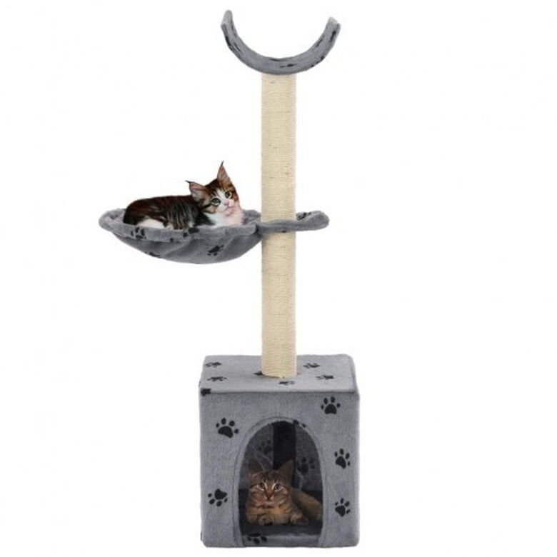 Rascador con poste de sisal color Gris Huellas, , large image number null