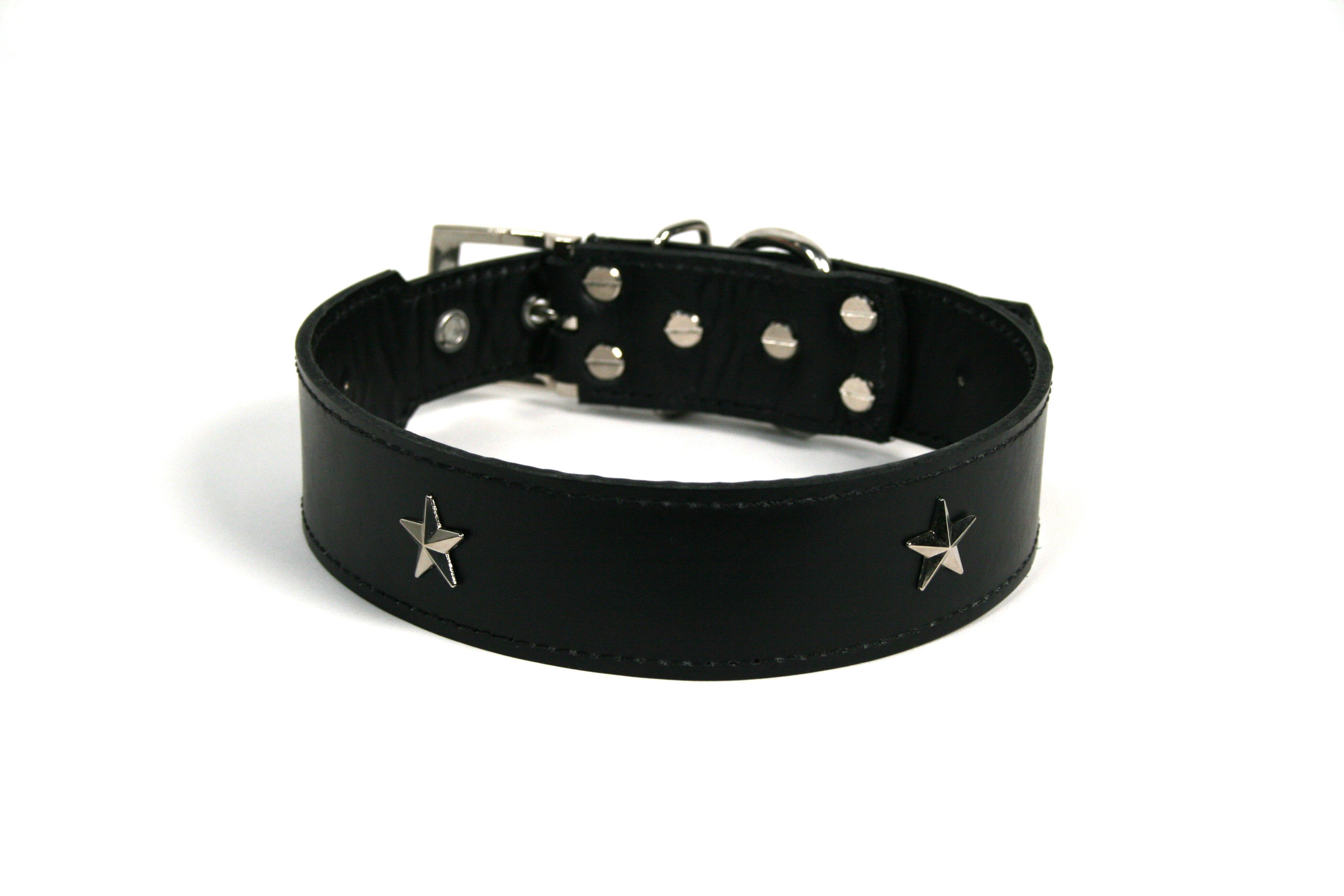 COLLAR DE PIEL NEGRO CON  ESTRELLA, , large Imagen numero 1
