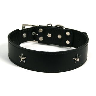 LGMCAN Collar de Piel negro con estrella para perros