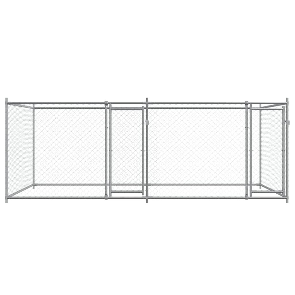 vidaXL Jaula de perros con puertas acero galvanizado gris 8x2x1,5 m, , large Imagen numero 21