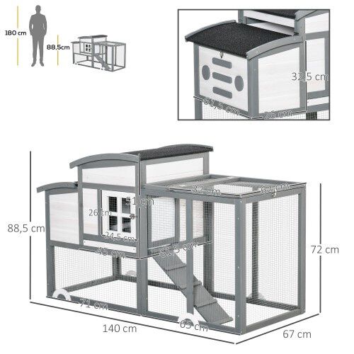 PawHut gallinero abatible de madera para exterior, , large Imagen numero 4