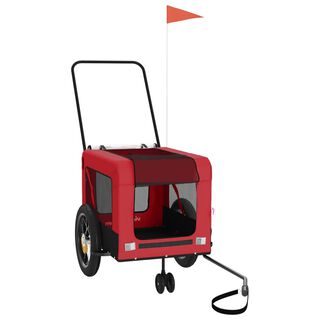 Vidaxl Remolque De Bicicleta Mascotas Hierro Tela Oxford Rojo Negro para perro