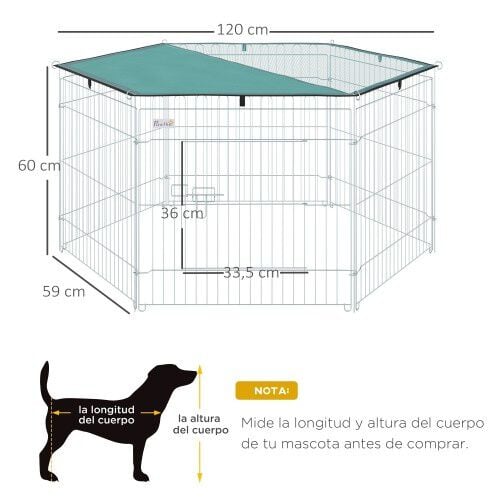 PawHut parque de juegos con 6 paneles plata para perros, , large Imagen numero 2