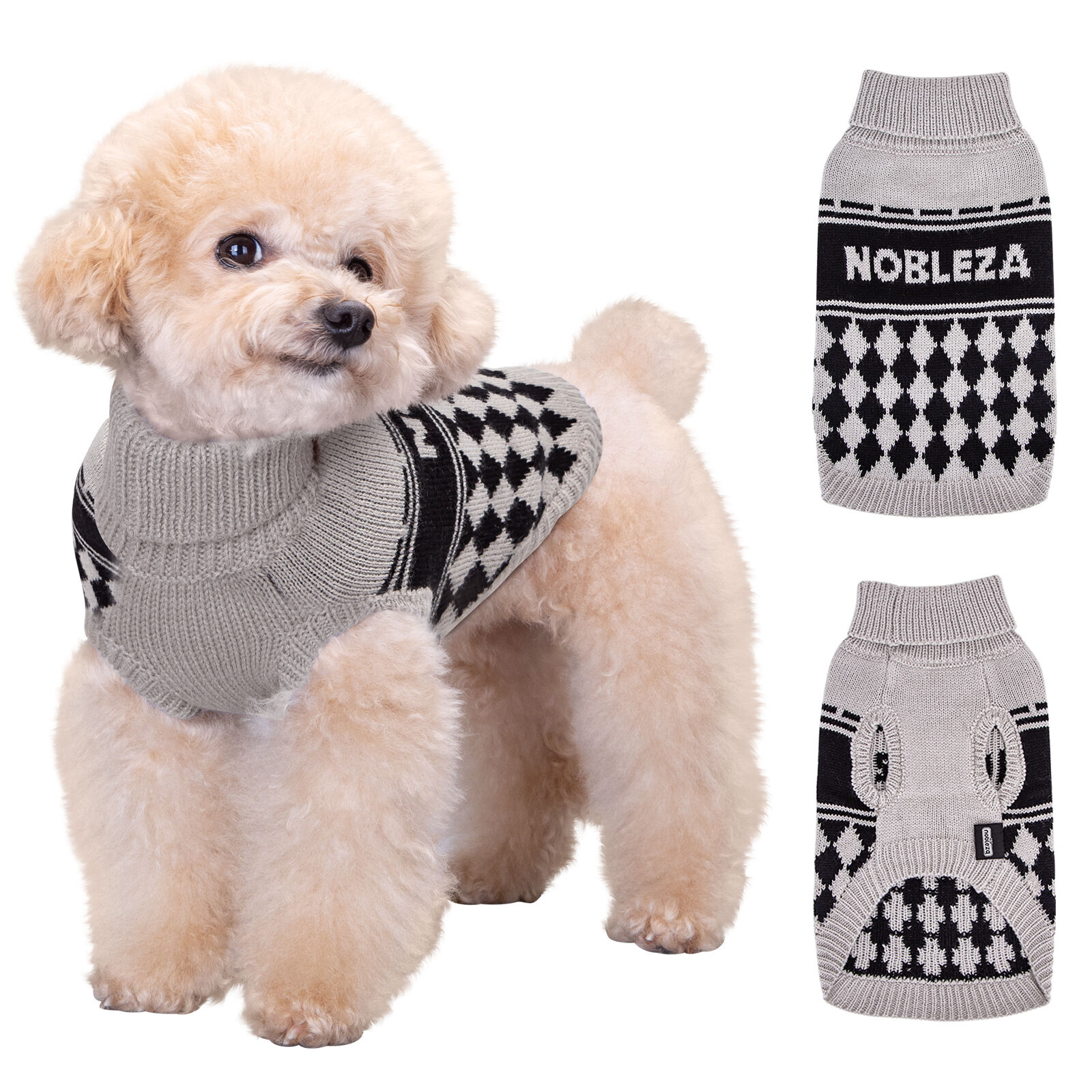 Nobleza Jersey perro Peque&ntilde;o, Jersey El&aacute;stico para Perros con Cuello Alto, Su&eacute;ter Tipo Jersey para Perros Peque&ntilde;os, Ropa de Abrigo de Ganchillo de Punto para Perros Peque&ntilde;os Medianos, Gris, S, , large Imagen numero 1