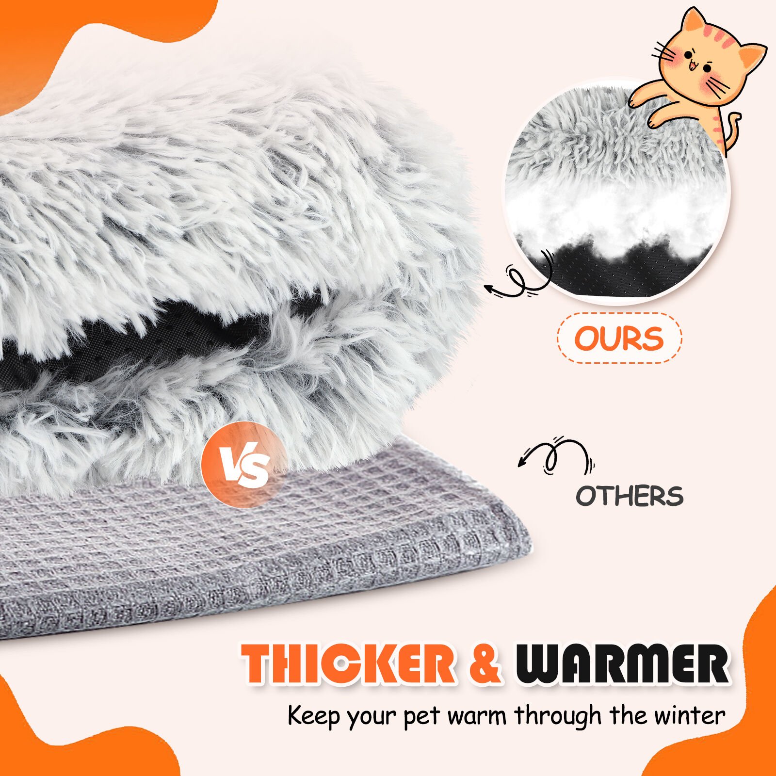 Nobleza 2 en 1 Cama de invierno lavable y antideslizante gris para Gatos thumbnail