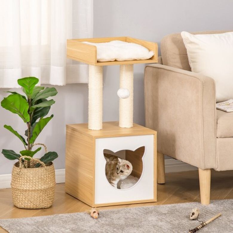 PawHut Árbol con Cueva para gatos thumbnail