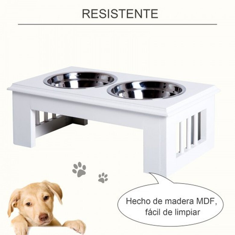 Pawhut comedero elevado doble blanco para perros, , large image number null