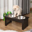 PawHut Comedero Elevado para Perros con Soporte y 2 Cuencos Extraíbles de Acero Inoxidable Alimentador para Mascotas Alimento y Agua 44x24x15 cm Marrón, , large indicador imagen numero 2