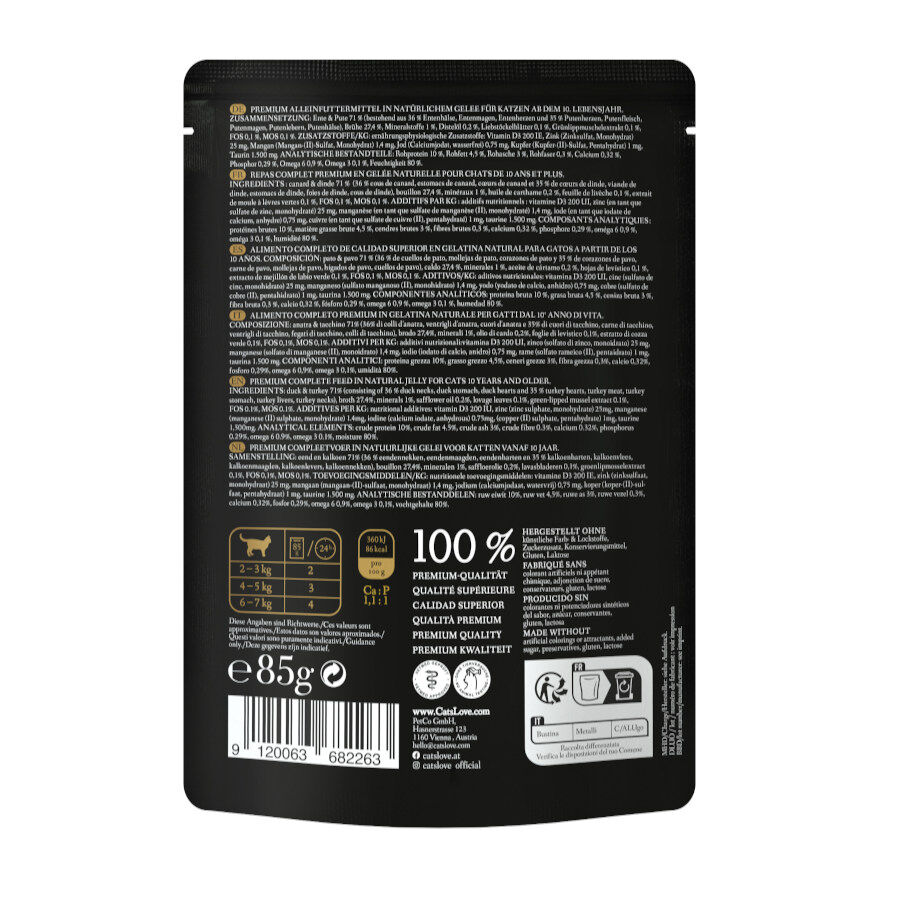 Cat&#039;s Love Senior Pato en Gelatina sobre para gatos thumbnail