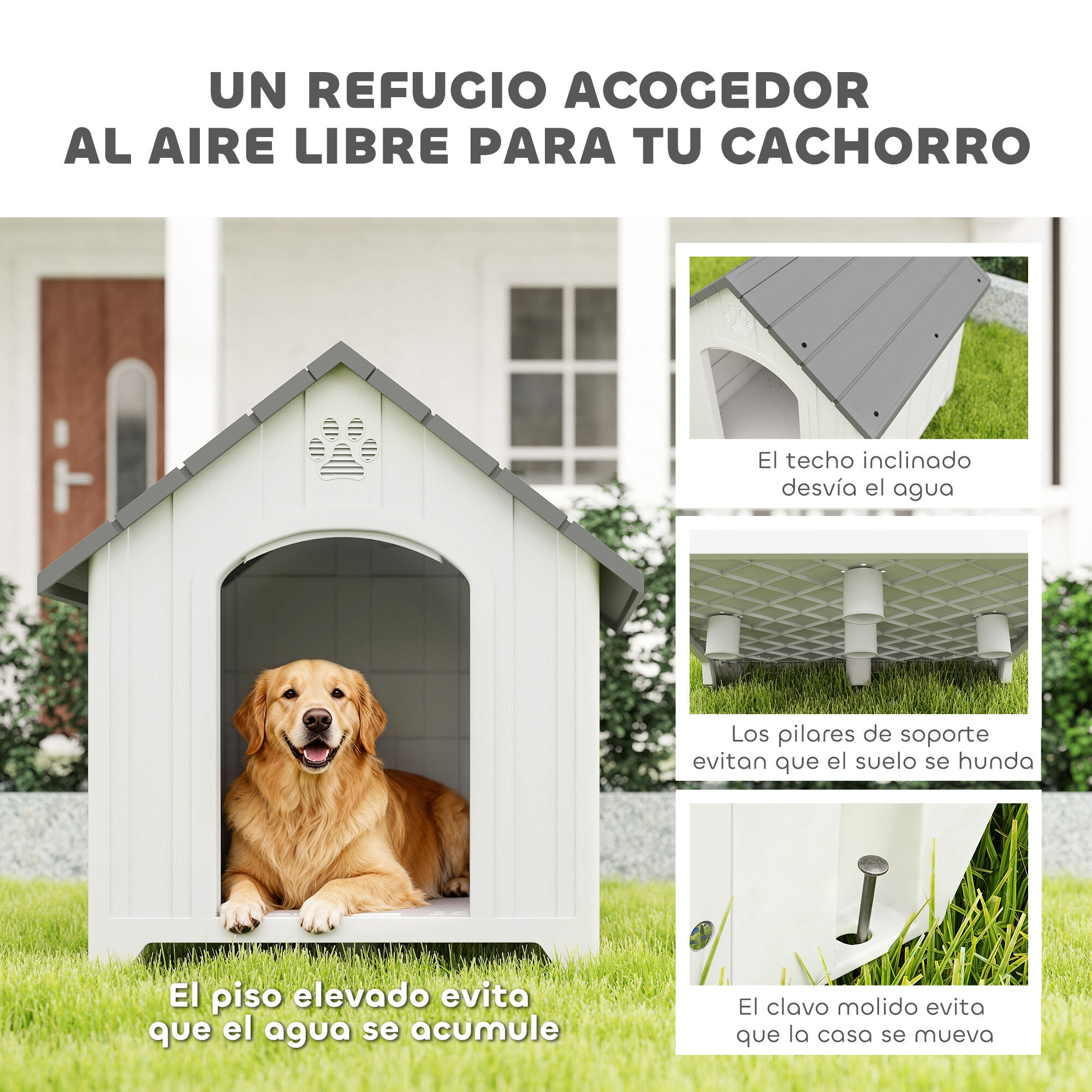PawHut Caseta para Perros Gris, , large Imagen numero 4