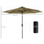 Outsunny Sombrilla de Jardín Ø268x238 cm Parasol de Terraza con 24 Luces LED Solar Mecanismo de Inclinación Manivela y Poste Desmontable de Metal para Piscina Patio Marrón, , large indicador imagen numero 3