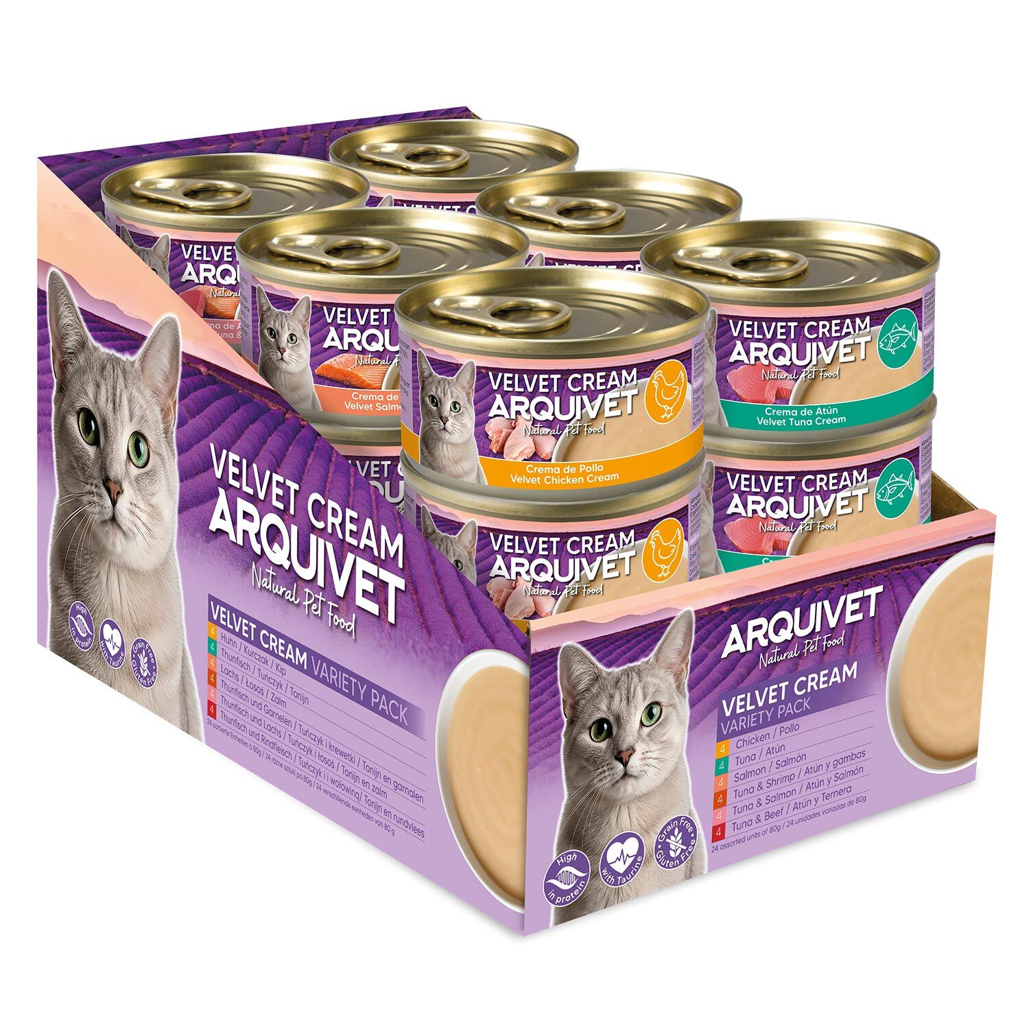 Variety Pack 24 latas Velvet Cream para gatos - 80 gr. 6 sabores, , large Imagen numero 2
