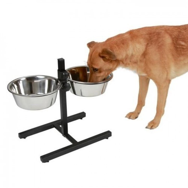 Barra de comida Kerbl con tazón para perros color Gris, , large image number null