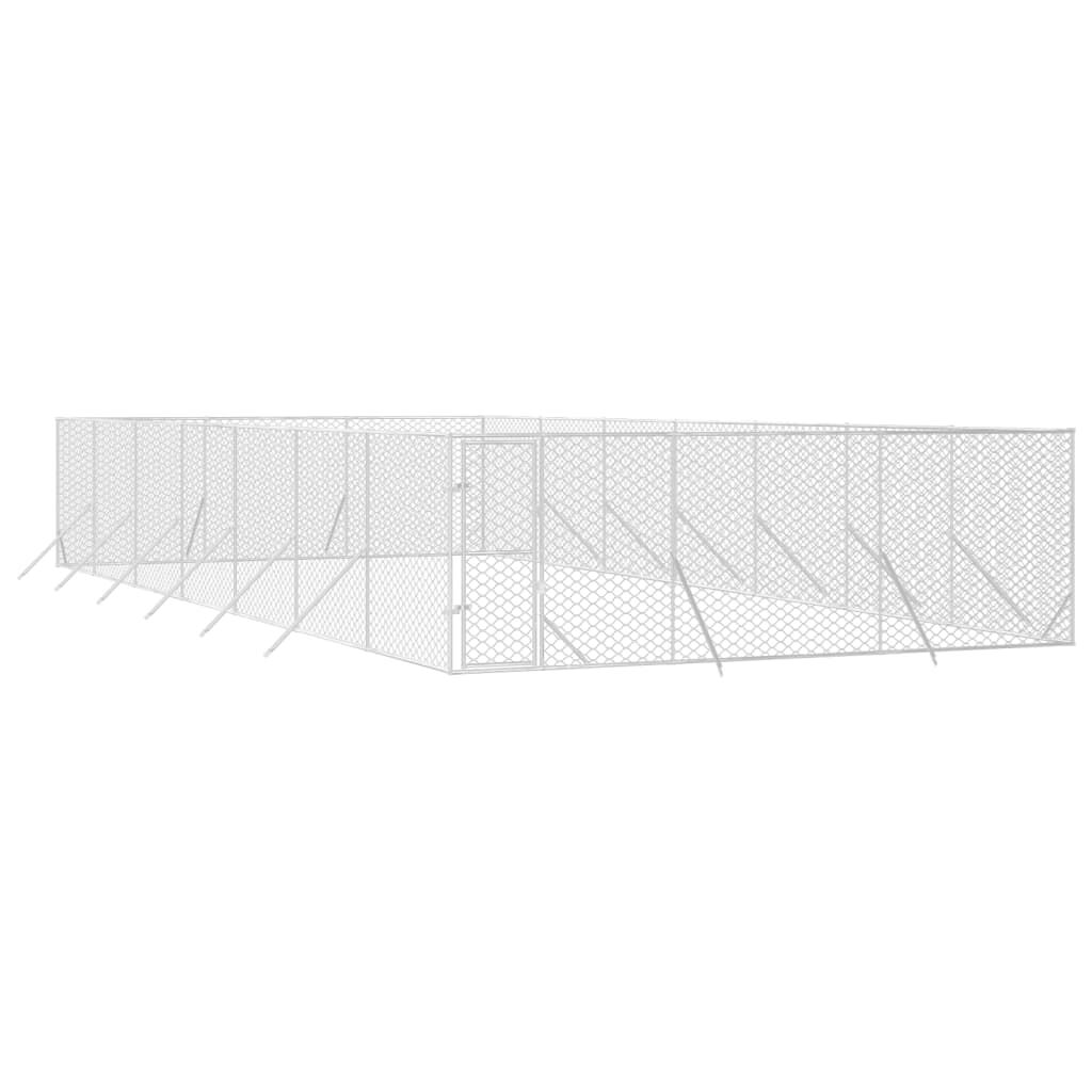 vidaXL Perrera de exterior acero galvanizado plateado 4x4x2 m, , large Imagen numero 27