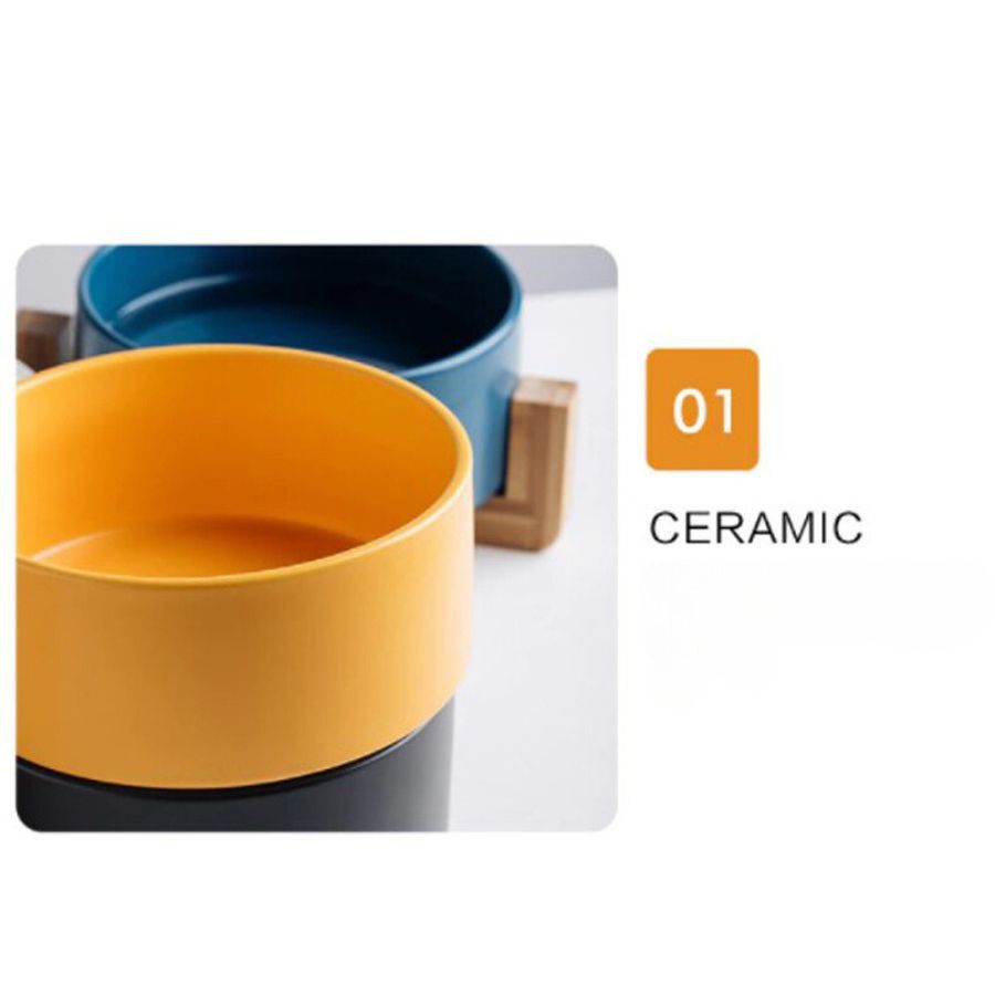 Comedero o cuenco de cer&aacute;mica para mascotas amarillo, , large Imagen numero 2