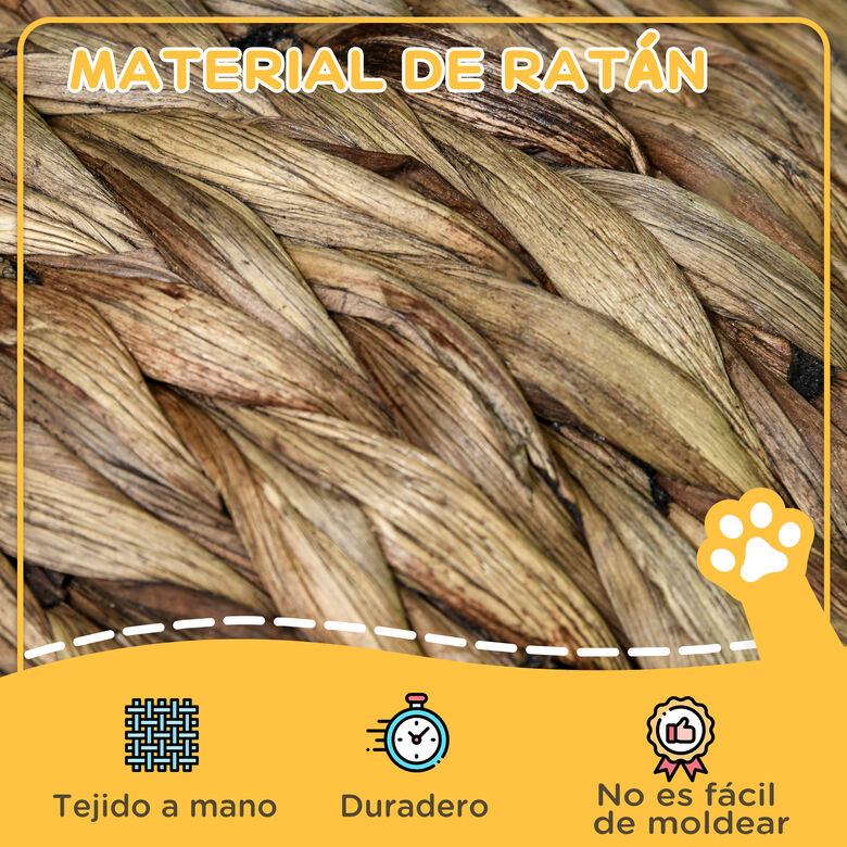 PawHut Cama de Mimbre Desmontable con Cojín Extraíble para Gatos thumbnail