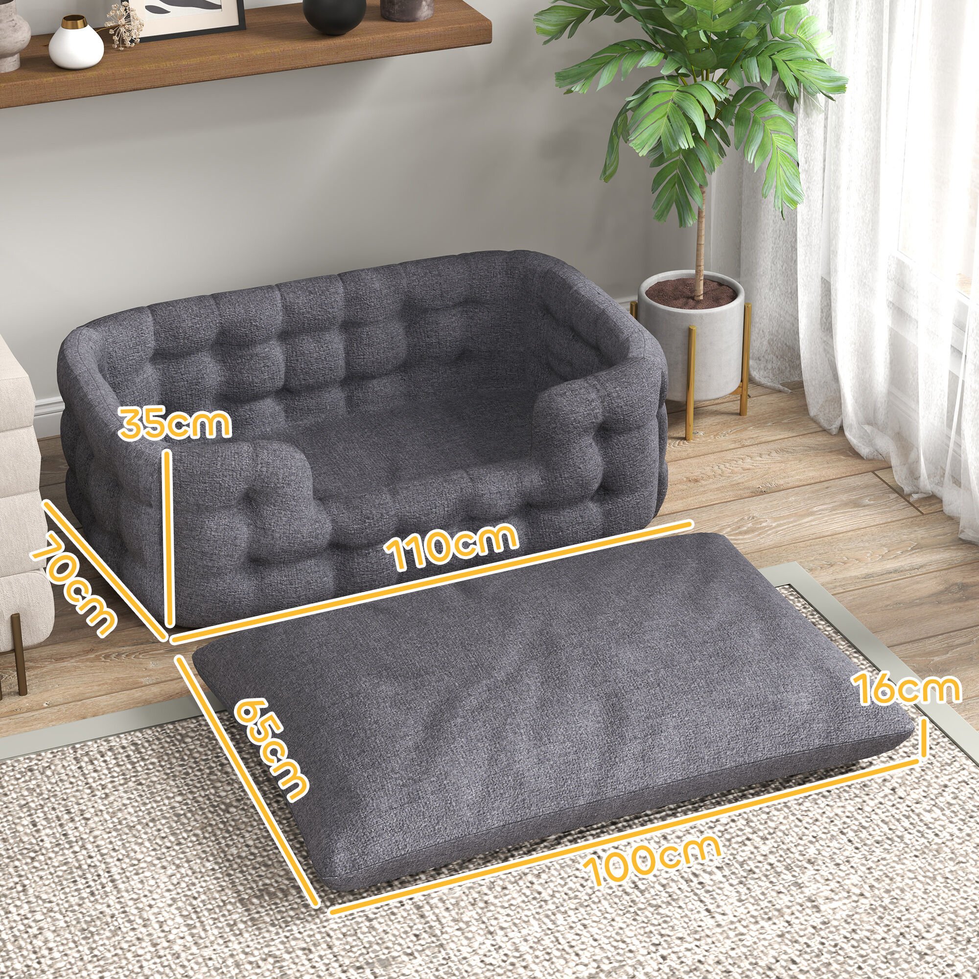 PawHut Cama para Mascotas Gris, , large Imagen numero 13