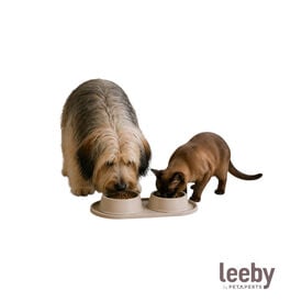 Leeby Comedero Doble de Pl&aacute;stico para perros y gatos
