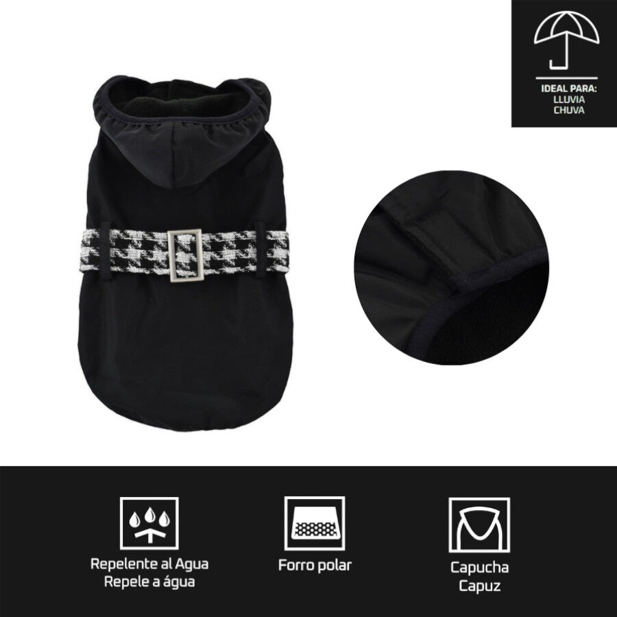 Outech Abrigo Negro con Cinturon para perros, , large Imagen numero 4