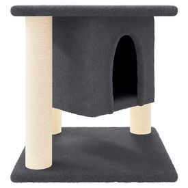 Vida XL Rascador con postes de sisal gris oscuro (37 cm) para gatos