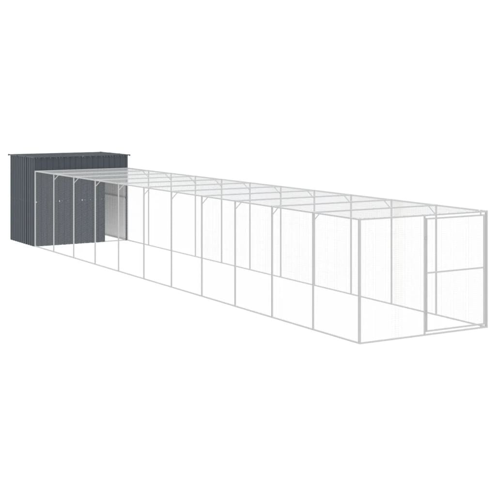 vidaXL Caseta perros con corral acero galvanizado gris 214x1069x181 cm, , large Imagen numero 15