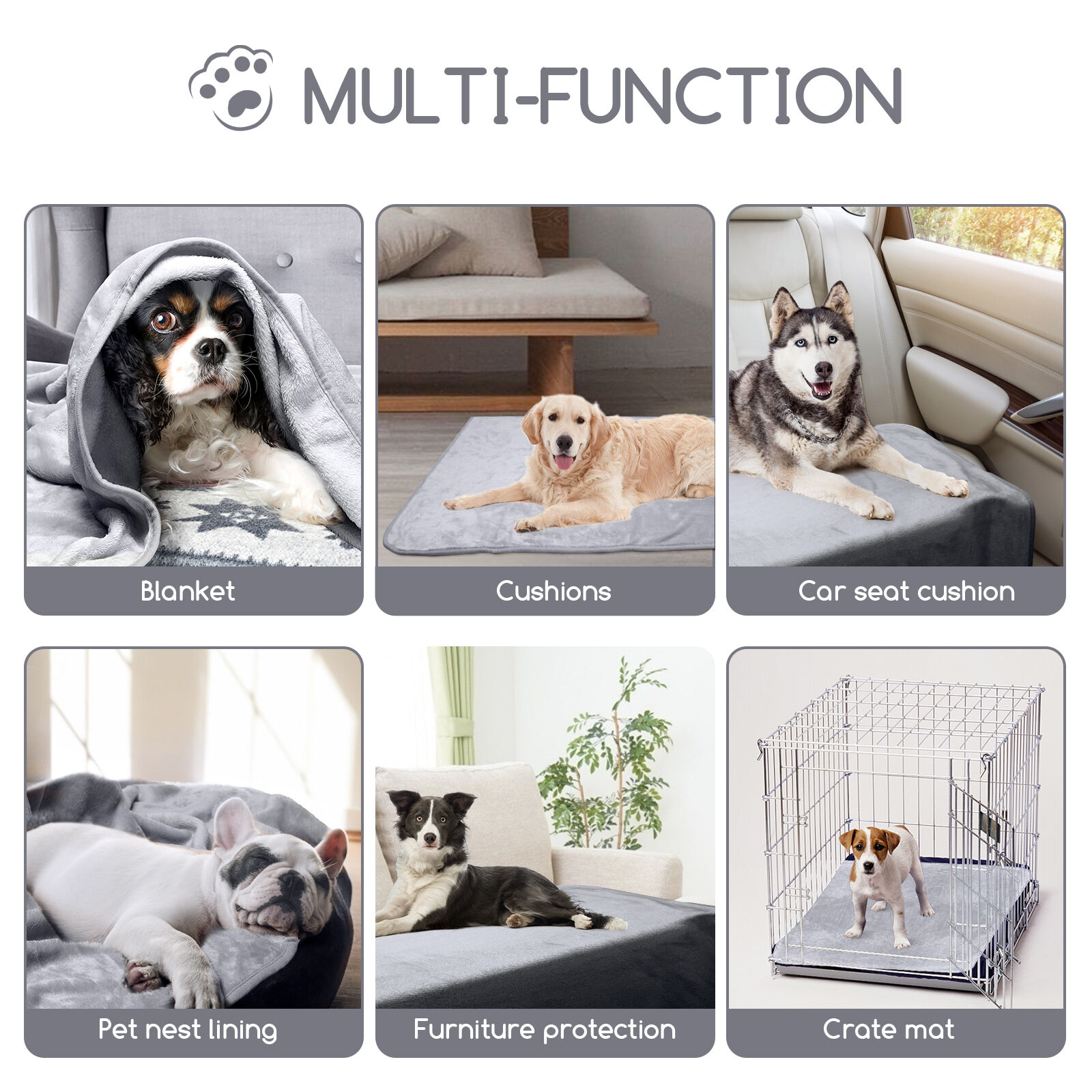 Nobleza Manta Suave de Felpa para Perros Gatos y Otras Mascotas Lavable Color Gris 160x100cm, , large Imagen numero 5