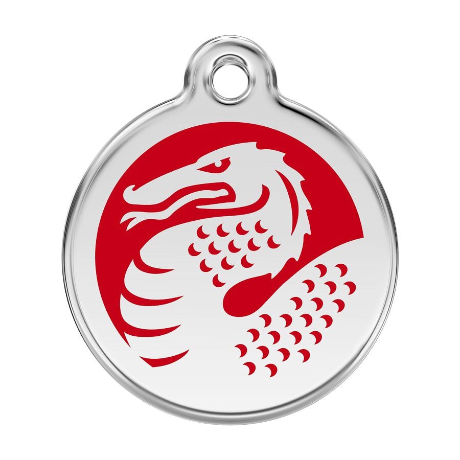 Placa identificativa Acero Inoxidable Esmalte Dragon Rojo para perros, , large Imagen numero 1