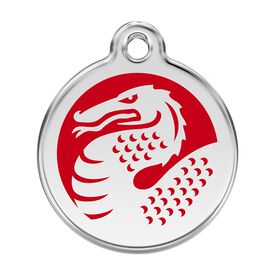 Red Dingo Placa identificativa Acero Inoxidable Esmalte Dragon Rojo para perros