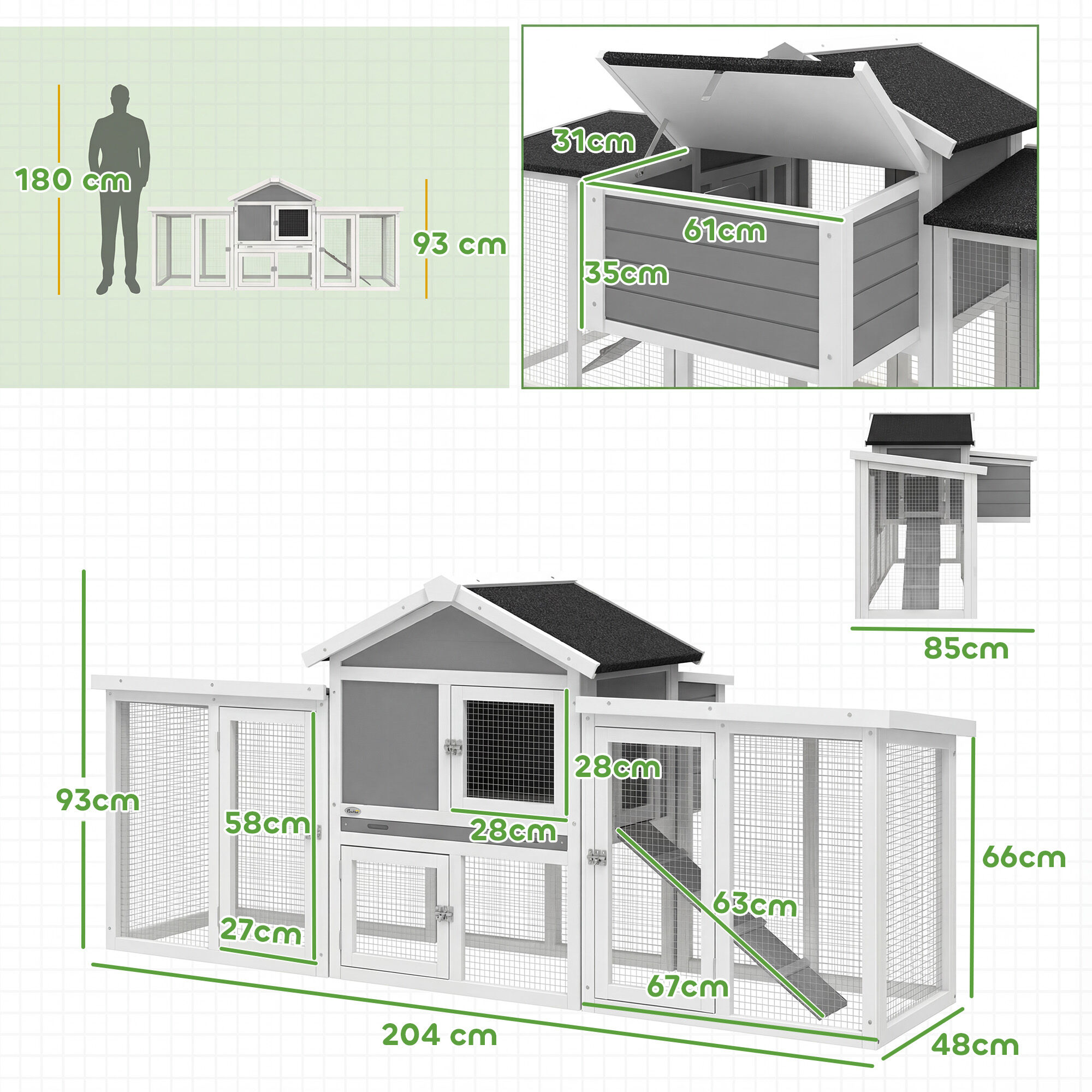 PawHut Gallinero Gris, , large Imagen numero 3