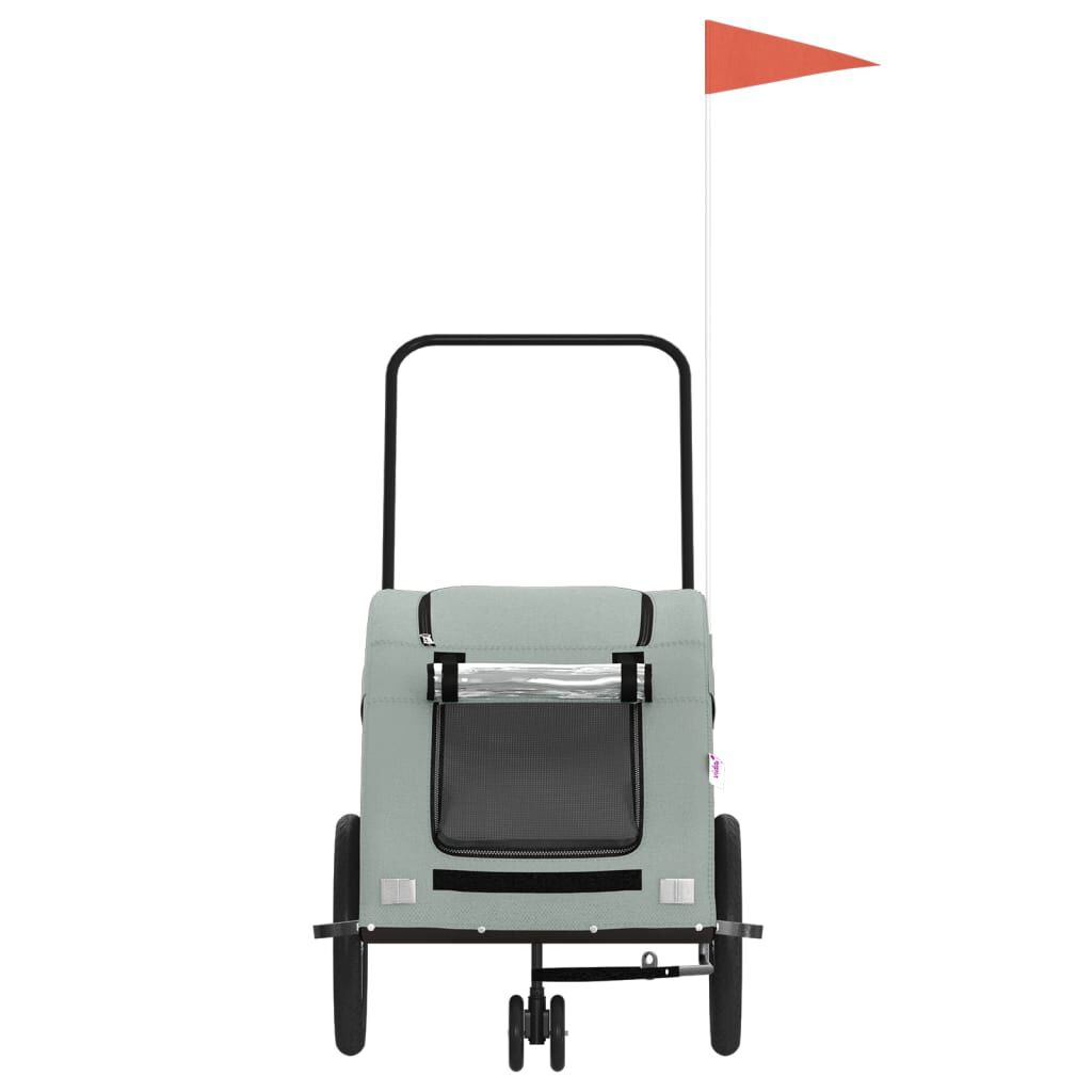 vidaXL Remolque de bicicleta mascotas hierro tela Oxford gris, , large Imagen numero 4