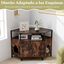 COSTWAY Mueble Arenero para Gatos, Casa Esquinera para Gatos de Madera con Estante Abierto, 2 Puertas, 2 Entradas y Patas de Metal, Casa de Baño para Mascota, 105 x 50 x 73 cm (Marrón), , large indicador imagen numero 3