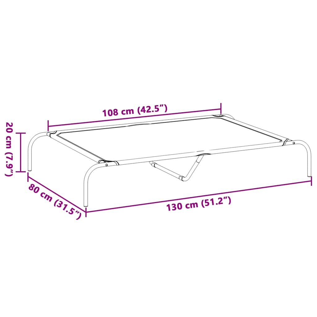 vidaXL Cama elevada para perros negra 130x80x20 cm textilene y acero, , large Imagen numero 5