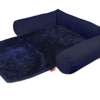 Gauty Cama Redonda Tela Impermeable y pelo  Azul para Perros y Gatos 